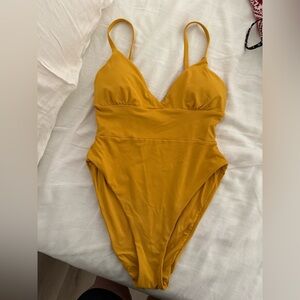 Andie one piece swimsuit gold color size XS high leg cheeky
